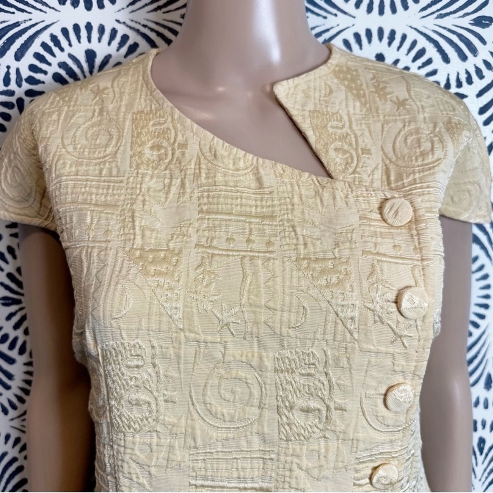 Vintage Gardenia Paris Pale Yellow Statement Dress